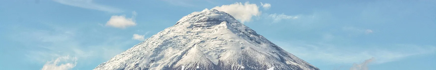 The snow-capped Cotopaxi volcano in the Ecuadorian Andes
